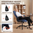 HOMCOM Linen-Look Computer Desk Chair, Executive Office Chair with Flip-Up Armrests and Thick Cushion, Blue – view 6