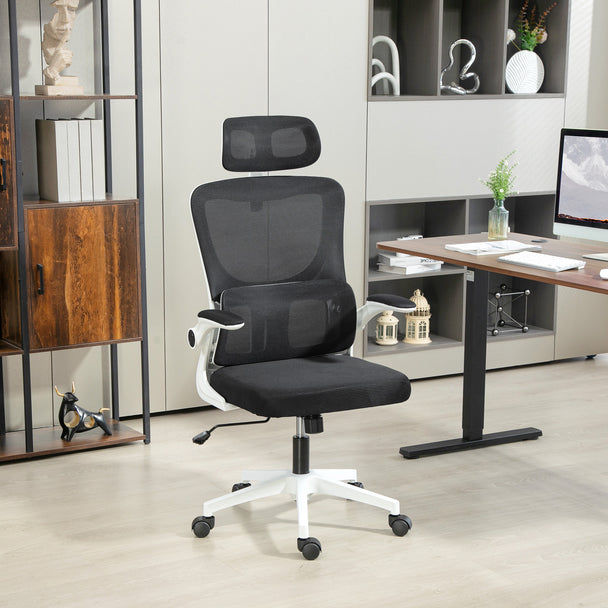 Vinsetto Ergonomic Office Chair, High Back Mesh Computer Desk Chair with Adjustable Headrest and Lumbar Support – view 2