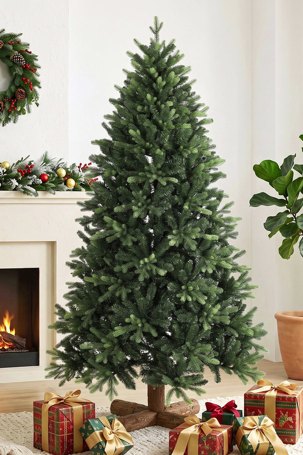 6ft Christmas tree with fir wood base – image 2