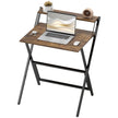 HOMCOM 70 cm Folding Computer Desk with Monitor Shelf - Rustic Brown – view 10