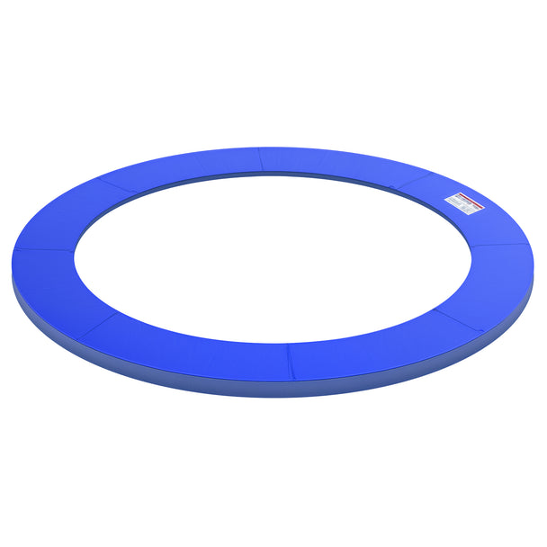 Blue 8ft trampoline spring cover pad fitted around a round trampoline