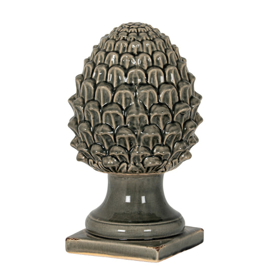 Garda grey ceramic acorn finial on white