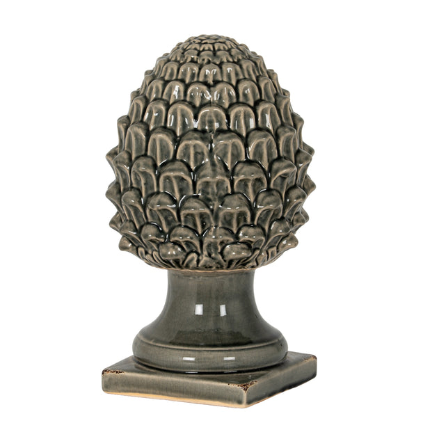 Garda grey ceramic acorn finial on white