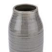 Close-up of the ribbed grey glaze and distressed rim
