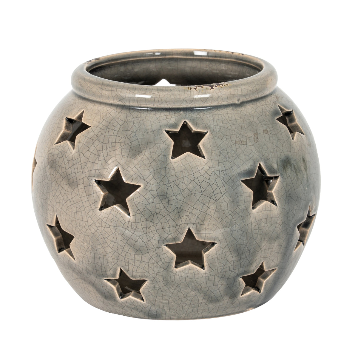 Garda large grey glazed star lantern on white