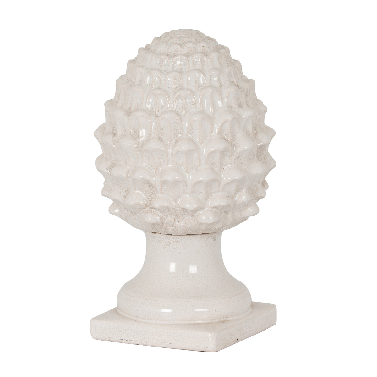 Garda white ceramic acorn finial on white