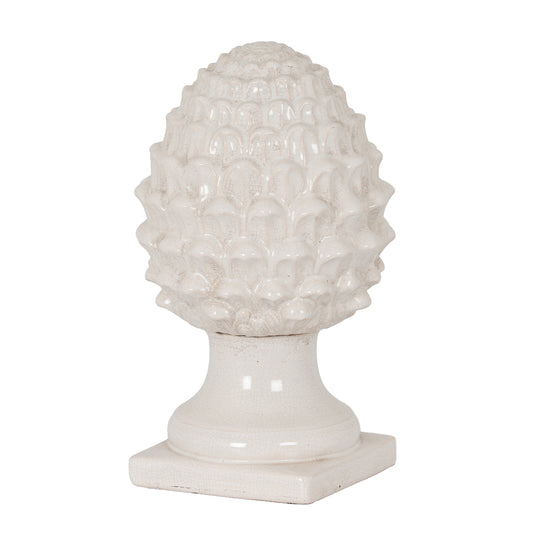 Garda white ceramic acorn finial on white