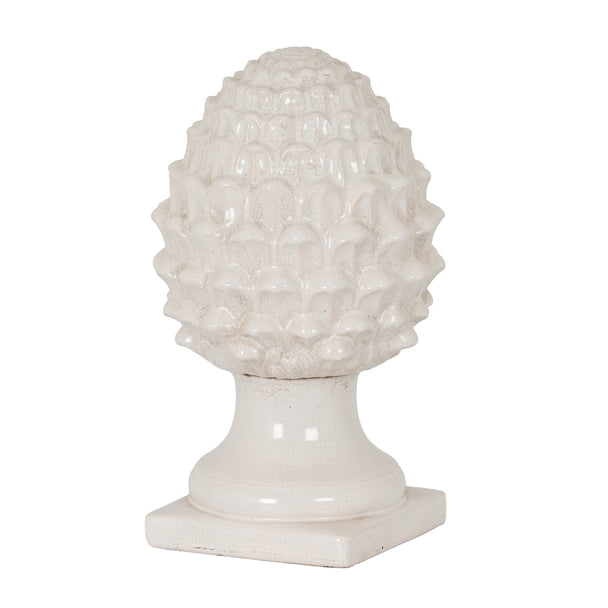 Garda white ceramic acorn finial on white