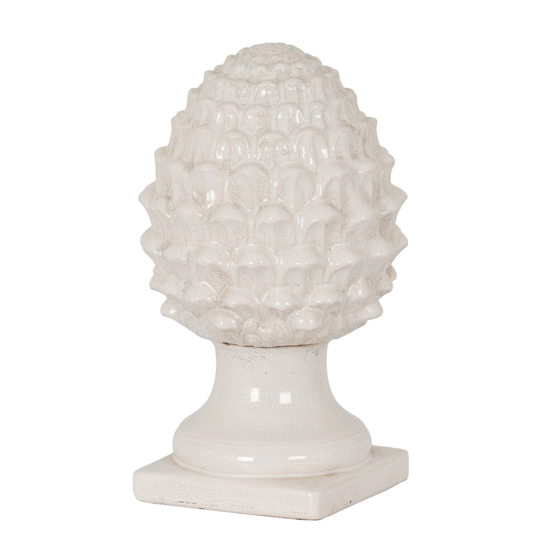 Garda white ceramic acorn finial on white
