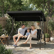Outsunny 3 Seater Canopy Swing Chair, 2 in 1 Garden Swing Seat Bed, with Adjustable Canopy and Metal Frame, Black – view 9