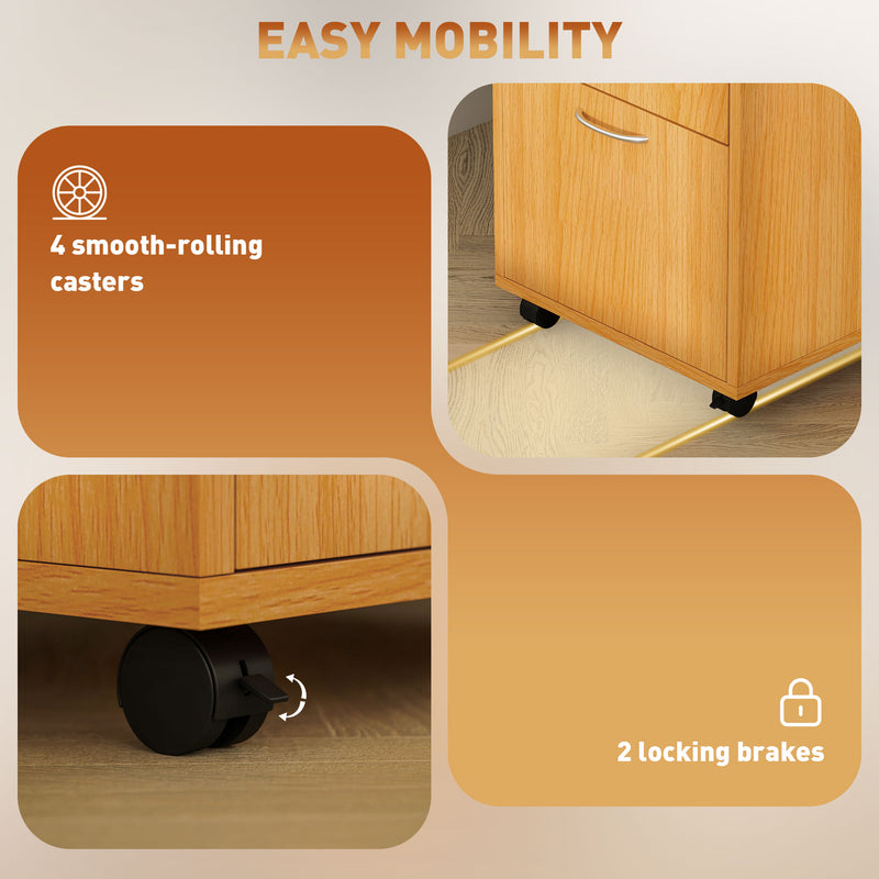 Mobile filing cabinet – natural wood – image 6