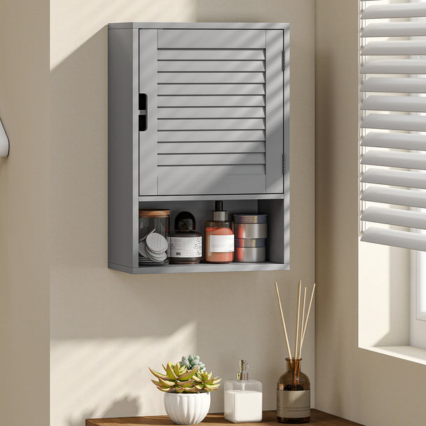 40 cm louvred bathroom wall cabinet in grey – image 2