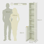 Bookcase Adjustable Shelf Bookshelf Anti-Tip Hardware 6-Tier Storage Cabinet Light Green