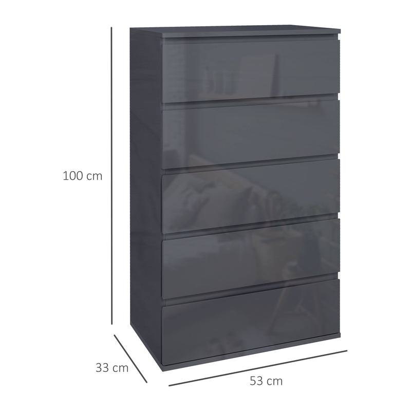 5-drawer gloss grey chest – image 3