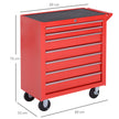 7-Drawer Lockable Rolling Tool Cabinet – Red – image 3 of 9