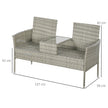 2-seater rattan bench with table – image 3