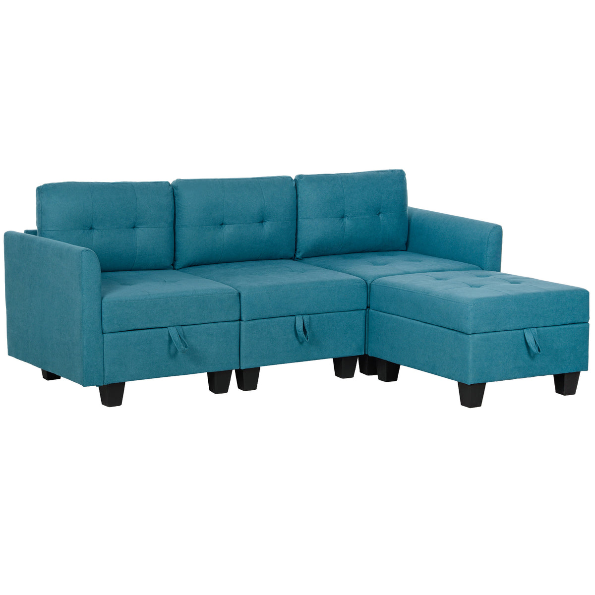 L-Shaped Modular Storage Sofa – Light Blue