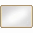 HOMCOM Bathroom Mirror with LED Lights, 100x70cm Rectangle Bathroom Mirror, Dimmable, Bluetooth, Anti-Fog, Gold Tone