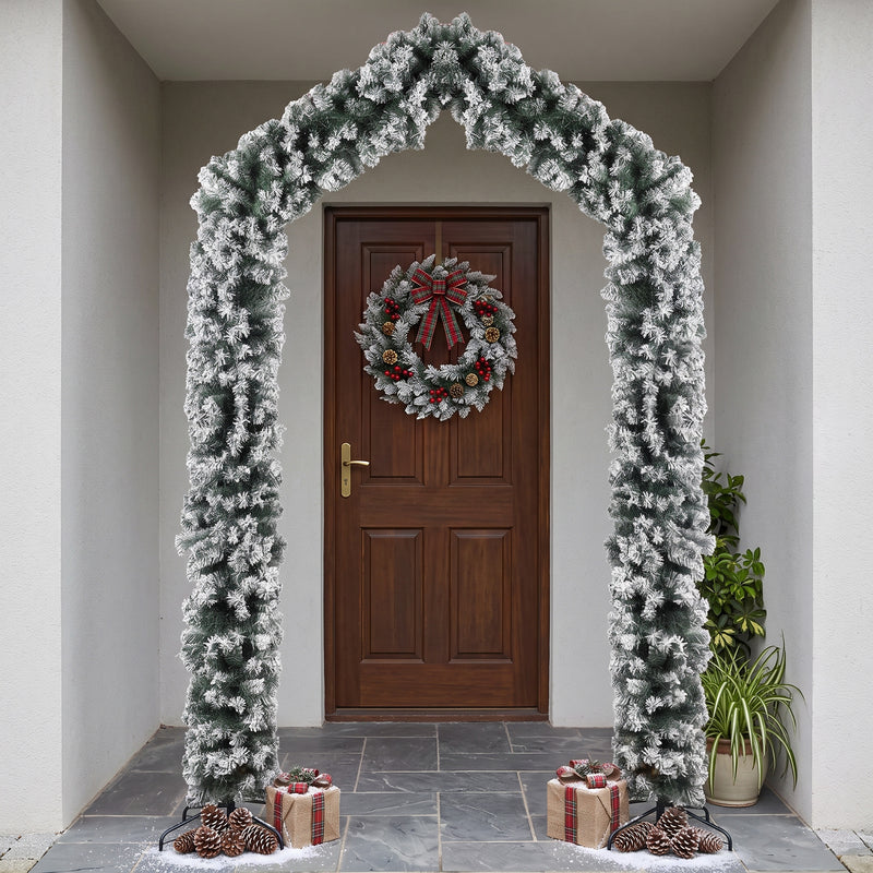 9ft snow-flocked Christmas tree arch – image 2
