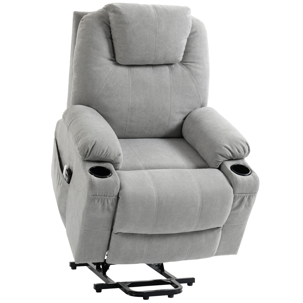 Power Lift Recliner Chair with Pocket Spring, Electric Lift Chair with Wide Backrest, Light Grey