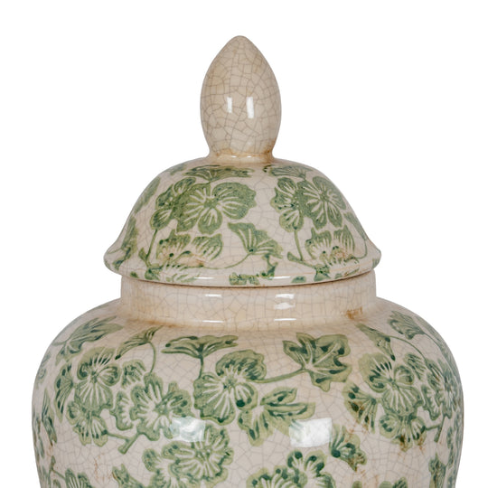 Close-up of the domed lid and clover pattern