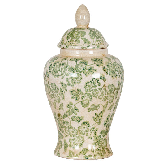 Green Clover ceramic ginger jar on white
