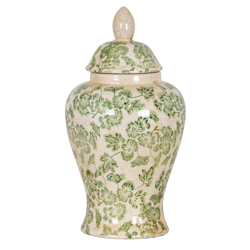 Green Clover ceramic ginger jar on white