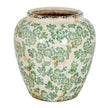Green clover pattern ceramic vase, front view