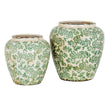 Green clover vase beside a larger version, sold separately
