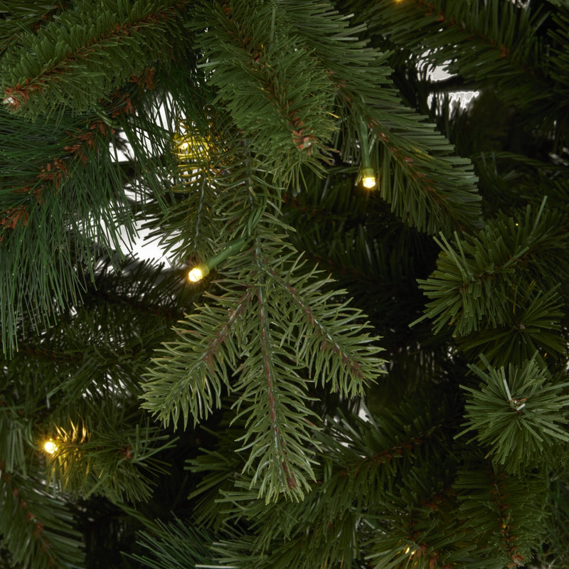 close-up of the fir needles and LED lights