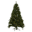 7ft green fir Christmas tree lit with warm LEDs