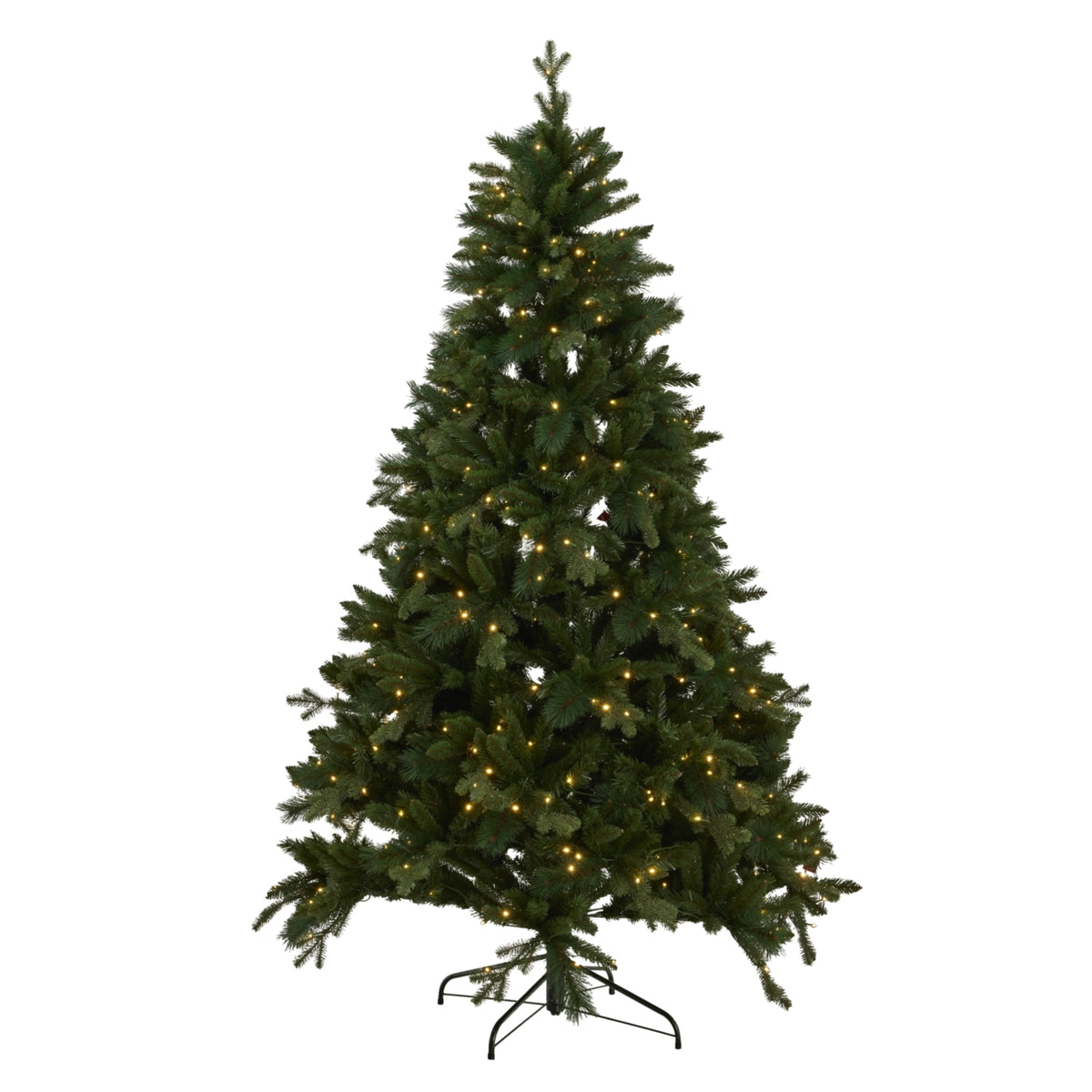7ft green fir Christmas tree lit with warm LEDs