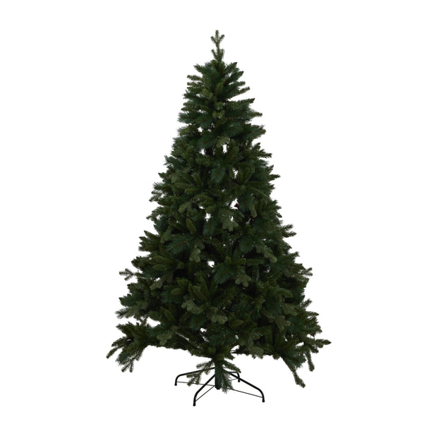 green fir Christmas tree unlit, showing the full shape