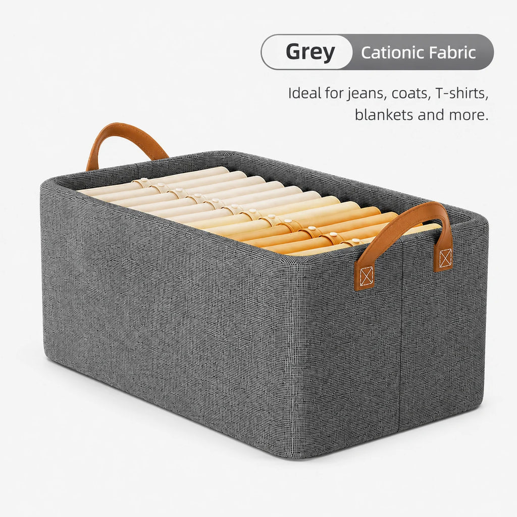 Collapsible Storage Box with Steel Frame and Fabric Drawer