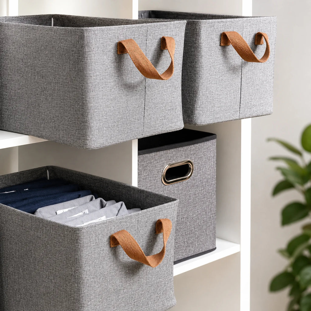 Collapsible Storage Box with Steel Frame and Fabric Drawer