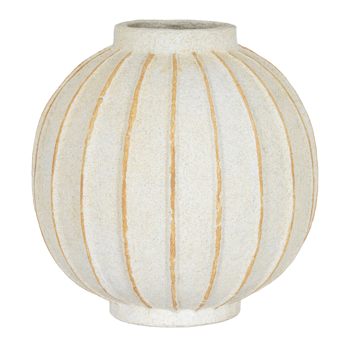 Grove large off-white ribbed ceramic globe vase