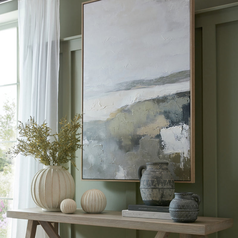 Grove globe vase styled on a shelf with smaller pieces sold separately
