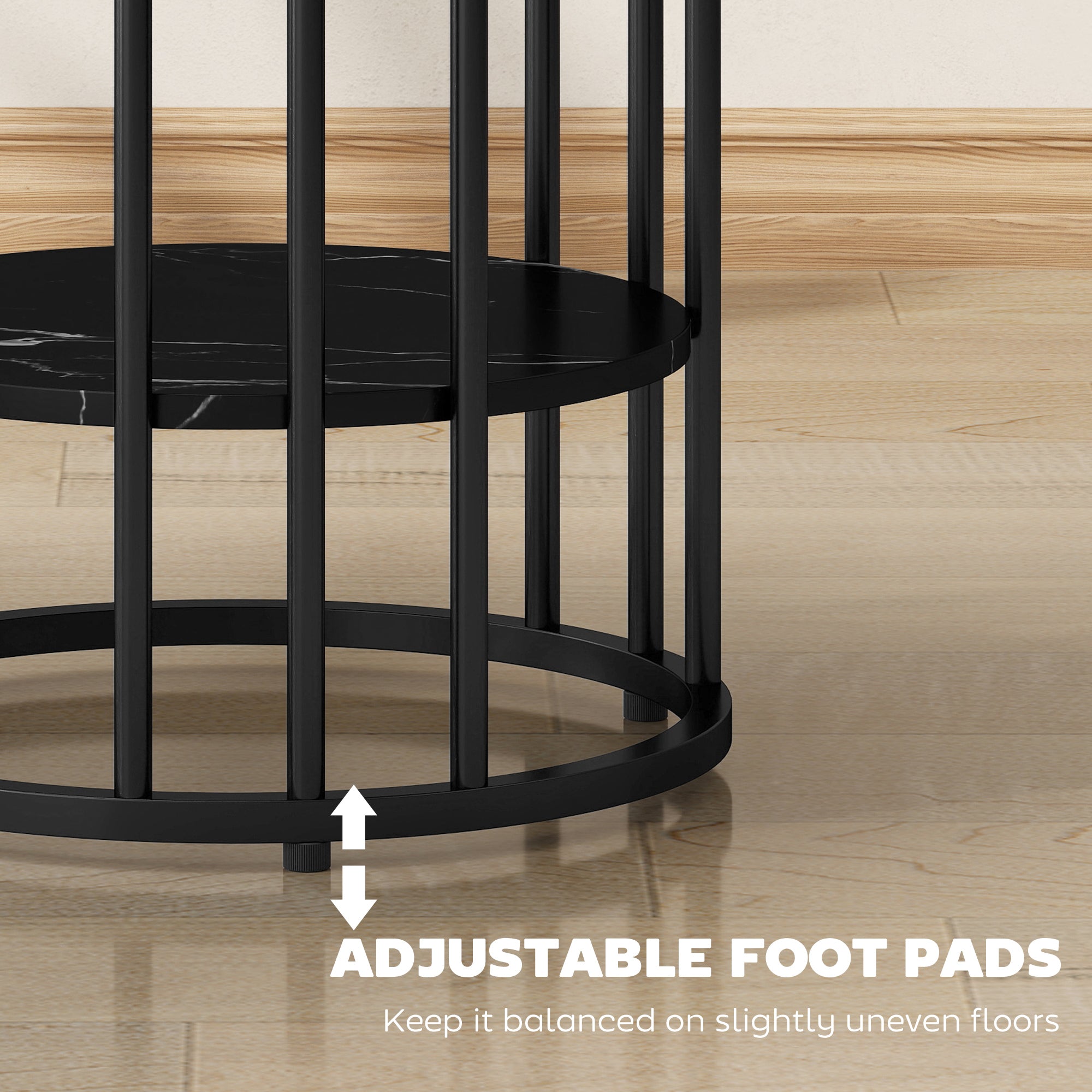Set of Two Marble-Effect Coffee Tables - Black