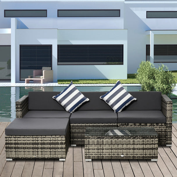 5-piece mixed grey rattan corner sofa set – image 2