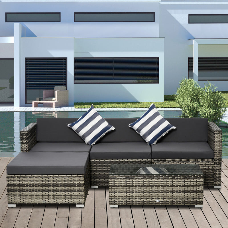 5-piece mixed grey rattan corner sofa set – image 2