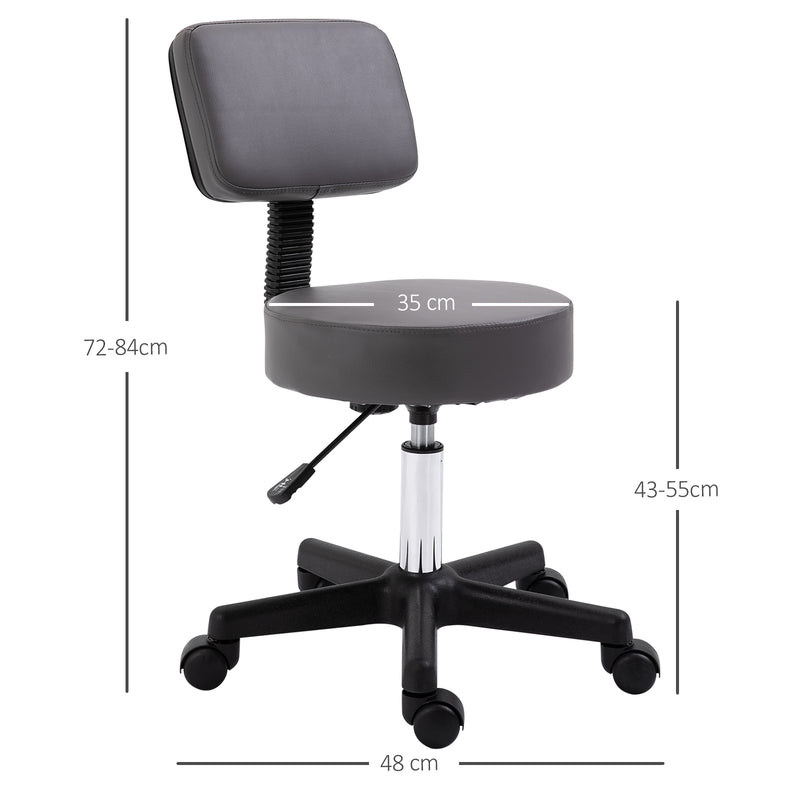 Grey salon stool with backrest – image 3