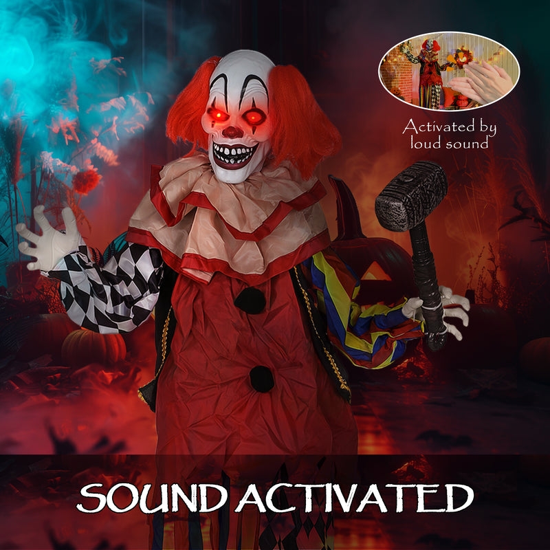 173cm Animated Clown with Hammer & Glowing Eyes – image 5 of 9