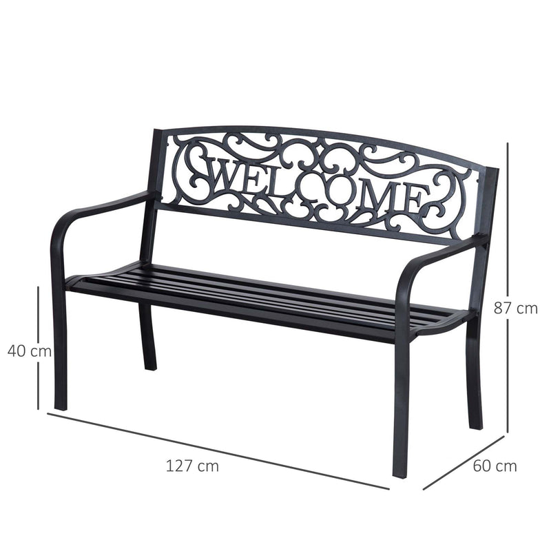 Contoured steel garden bench – image 3