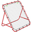 Red lightweight football rebounder net on steel frame with adjustable rear support