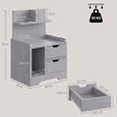 HOMCOM Bedside Table, Small Bedside Cabinet with 2 Drawers and Storage Shelves, Modern Nightstand for Bedroom, Grey – view 3