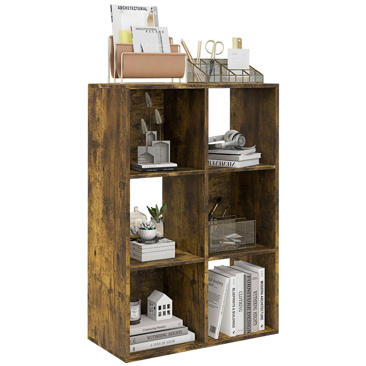 6-Cube Storage Bookcase – Rustic Brown