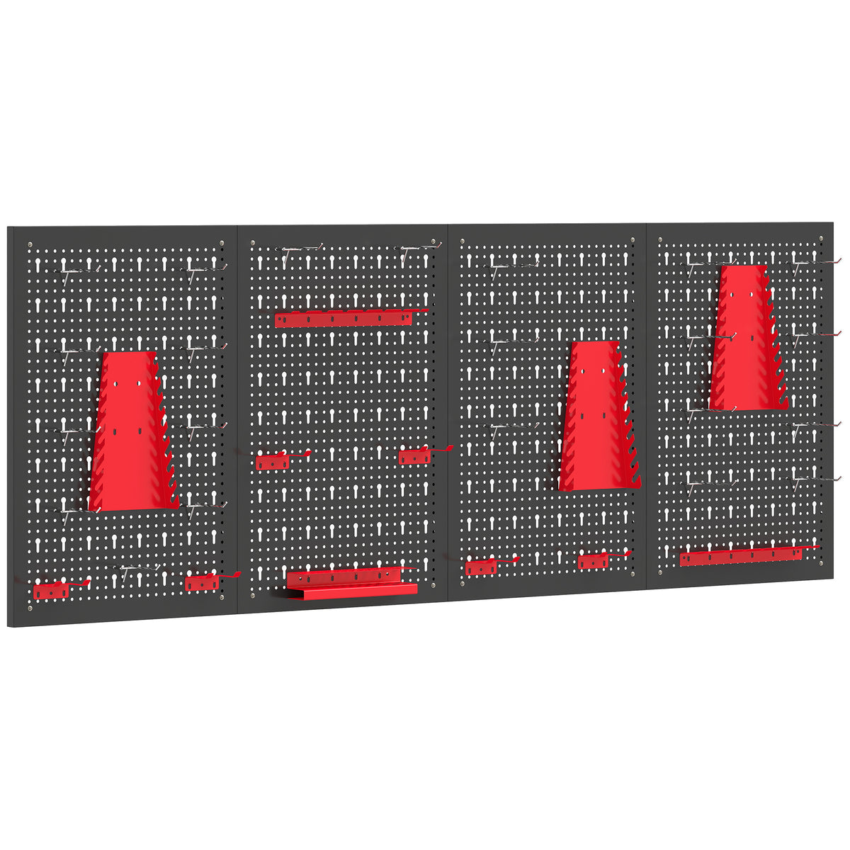 38-Piece Wall-Mounted Tool Pegboard Set with 4 Panels – Black/Red – image 1 of 9