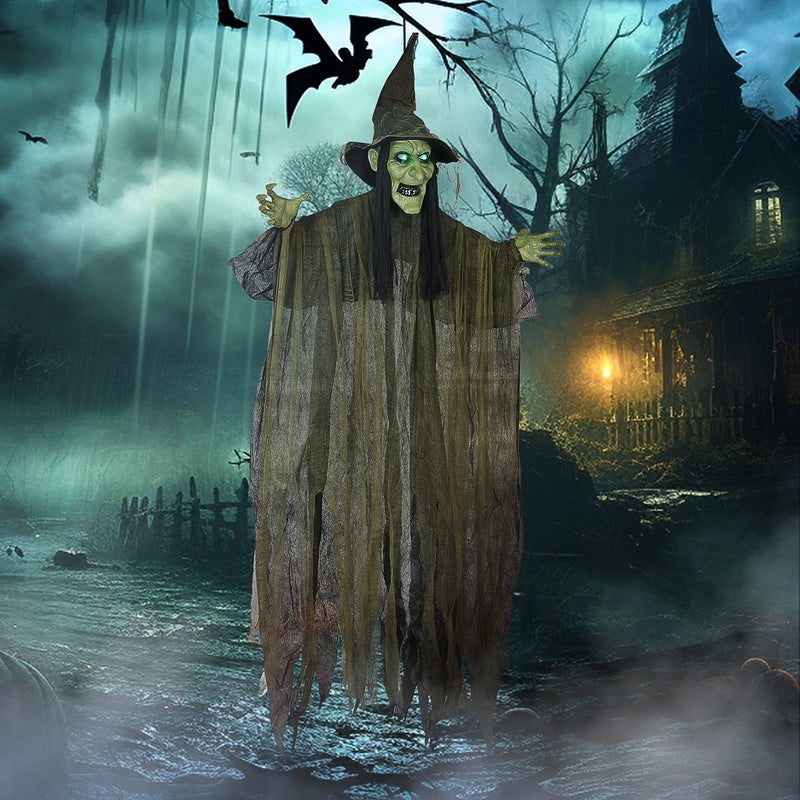 170cm Hanging Animated Witch with Glowing Eyes – image 7 of 9