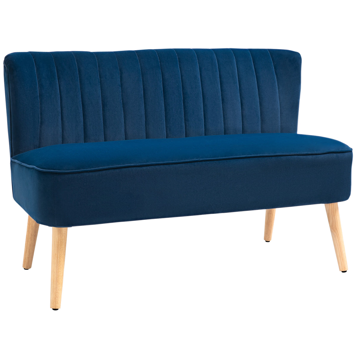 117 cm Compact Velvet-Feel 2-Seater Sofa – Dark Blue