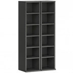 Set of 2 CD Media Display Shelf Unit Tower Rack with Adjustable Shelves, Black